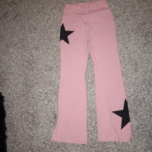 Pink Flare Pants with Black Star Accents